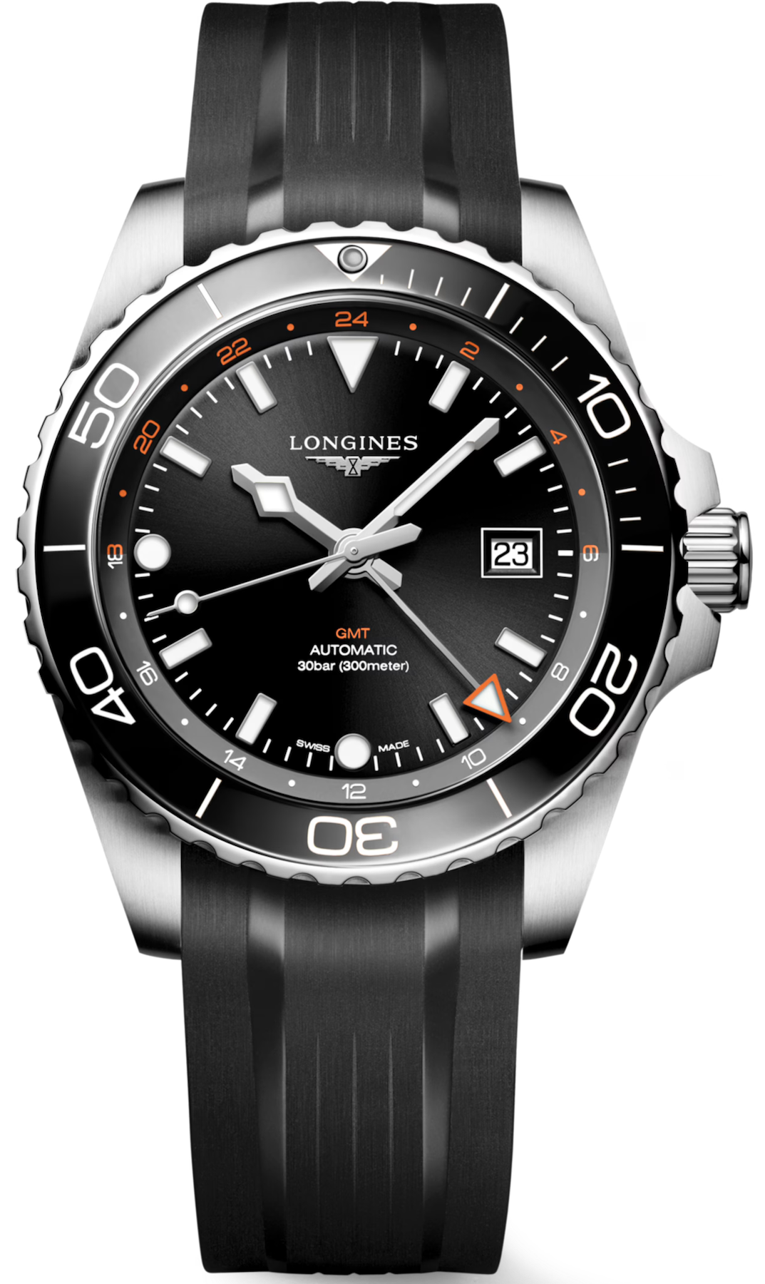 Longines Watch Hydroconquest GMT Sunray Black Rubber