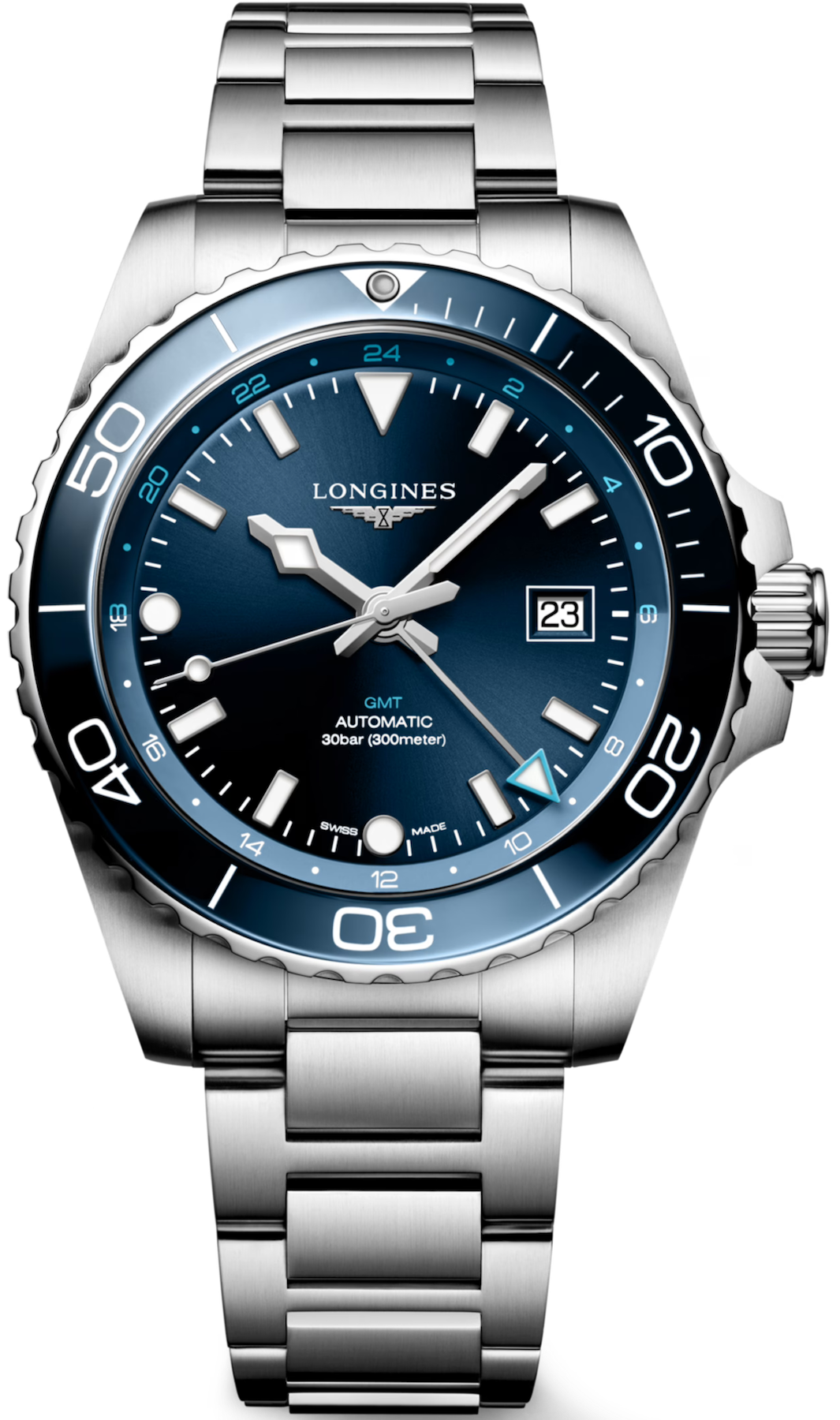 Longines Watch Hydroconquest GMT Sunray Blue Bracelet