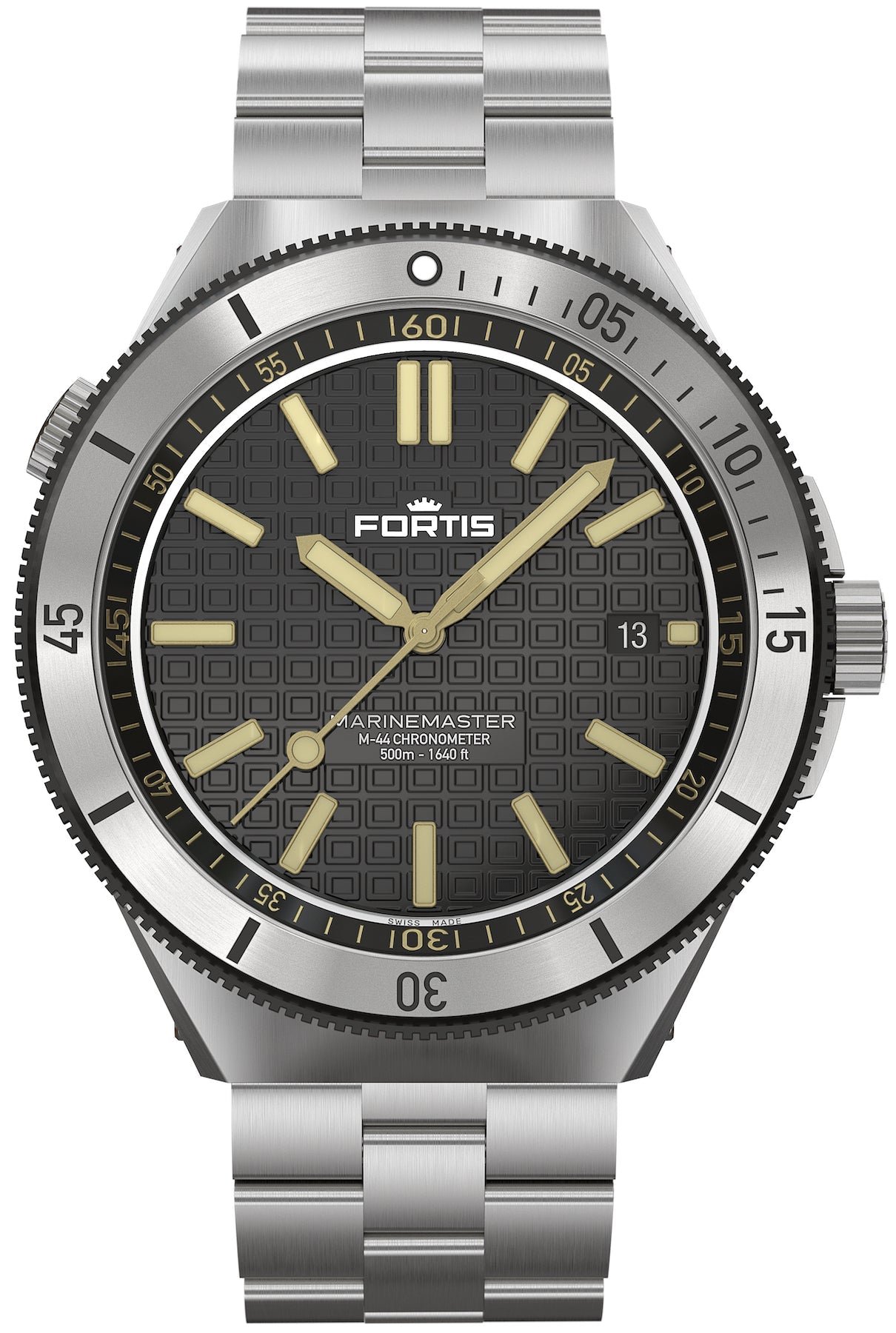 Fortis Watch Marinemaster M 44 Black Resin Bracelet - Black