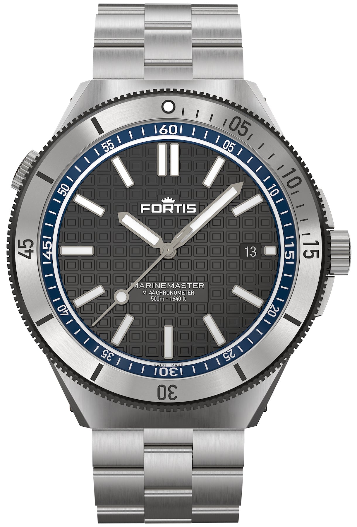 Fortis Watch Marinemaster M 44 Ocean Blue Bracelet - Black