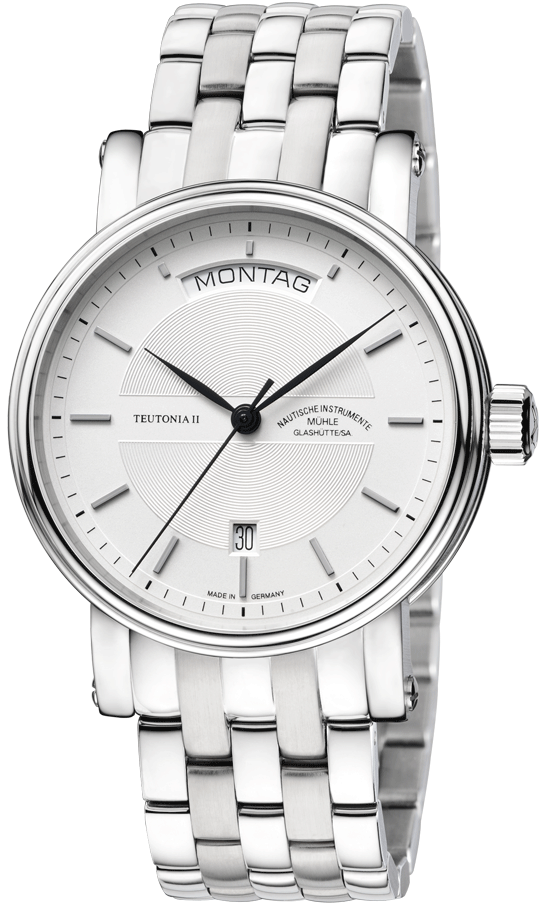 Muhle Glashutte Watch Teutonia II Tag Datum - Silver
