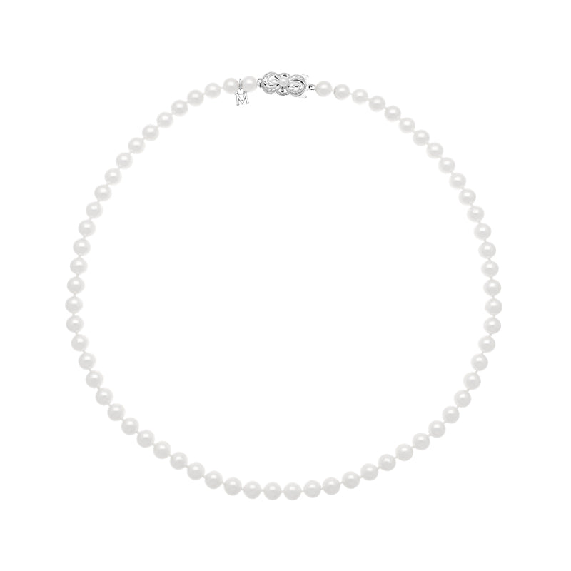 Mikimoto 18ct White Gold 6.5mm White Akoya Pearl Necklace - White Gold
