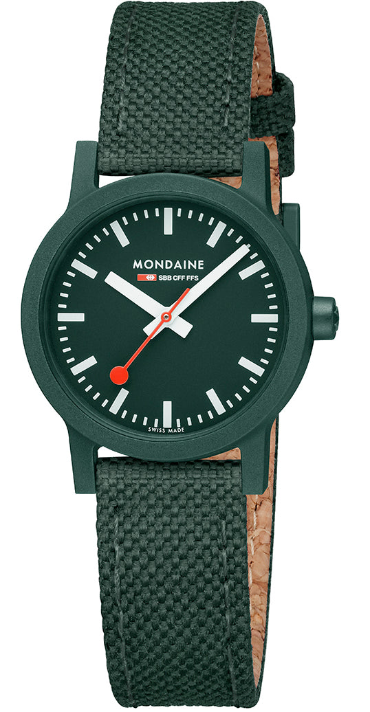 Mondaine Watch Essence Park Green Textile - White
