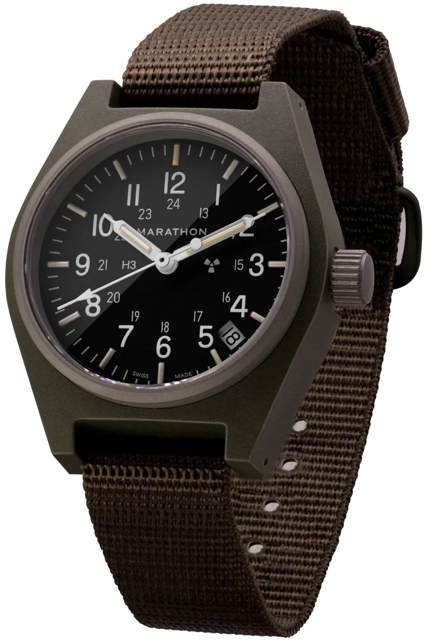 Marathon Watch General Purpose Sage Green Quartz With Date GPQ - Black