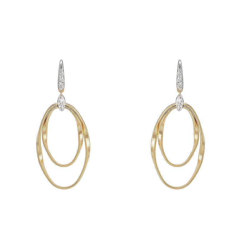 Marco Bicego Marrakech Onde 18ct Yellow Gold Diamond Drop Hook Earrings