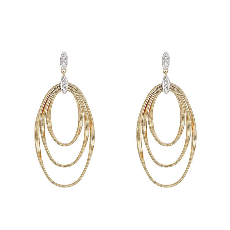 Marco Bicego Marrakech Onde 18ct Yellow Gold Diamond Drop Stud Earrings