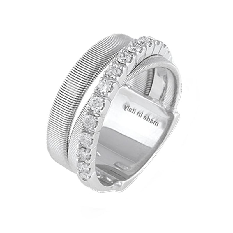 Marco Bicego Masai 18ct White Gold 0.39ct Diamond Three Strand Ring - V