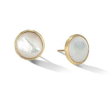 Marco Bicego Jaipur 18ct Yellow Gold White Mother of Pearl Stud Earrings