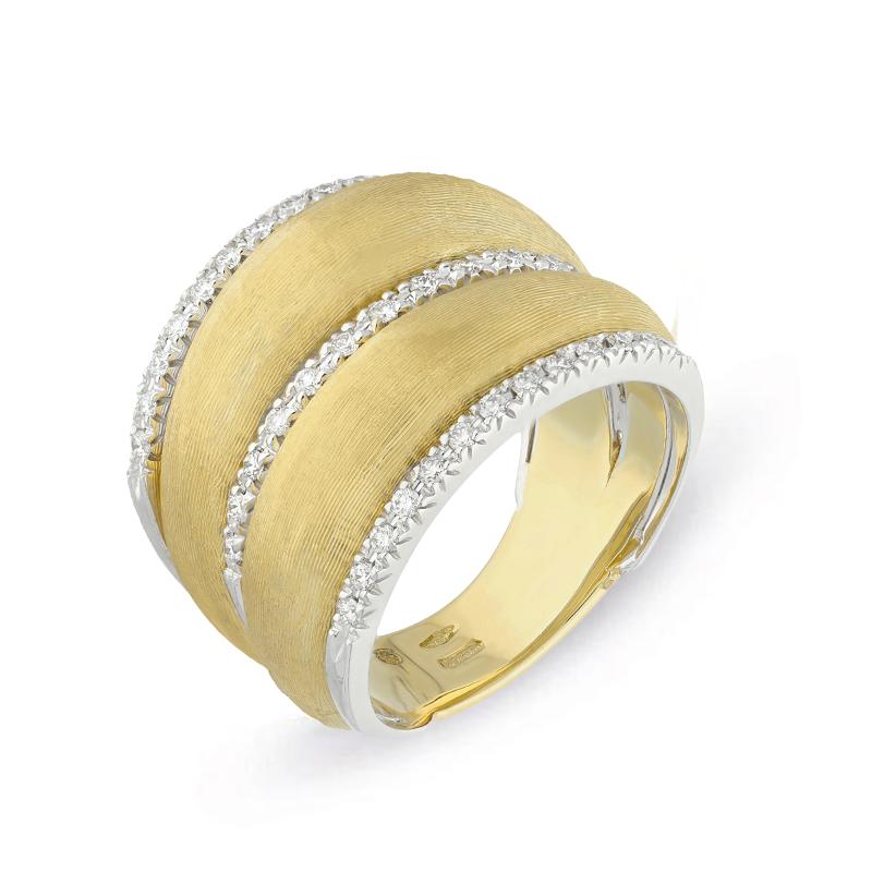 Marco Bicego Lucia 18ct Yellow Gold 0.30ct Diamond Double Dome Ring - L
