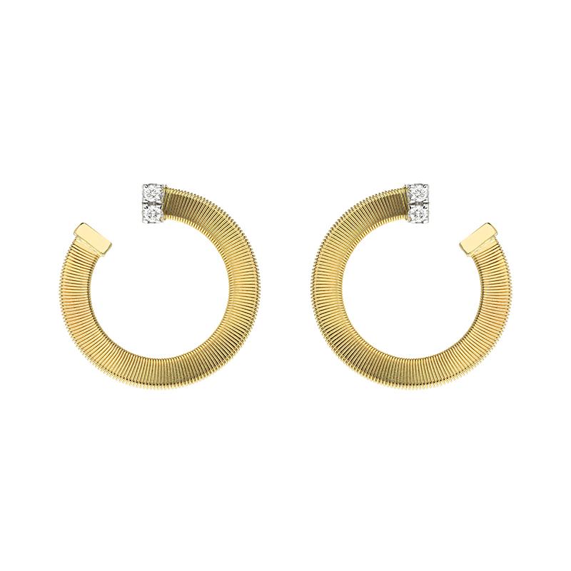 Marco Bicego Masai 18ct Yellow Gold 0.12ct Diamond Loop Earrings - Option1 Value Yellow Gold