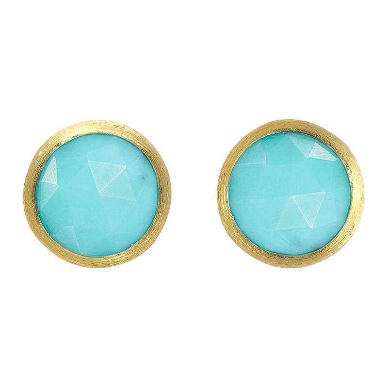 Marco Bicego Jaipur 18ct Yellow Gold Turquoise Petite Stud Earrings - Option1 Value Yellow Gold