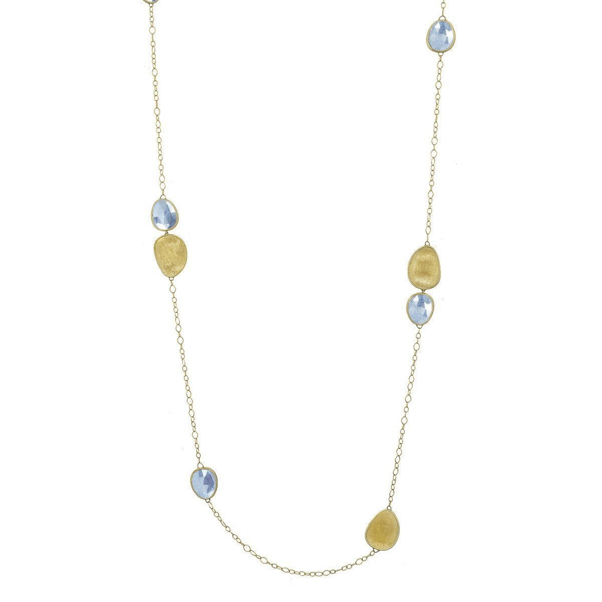 Marco Bicego Lunaria 18ct Yellow Gold Aquamarine Necklace - Yellow Gold