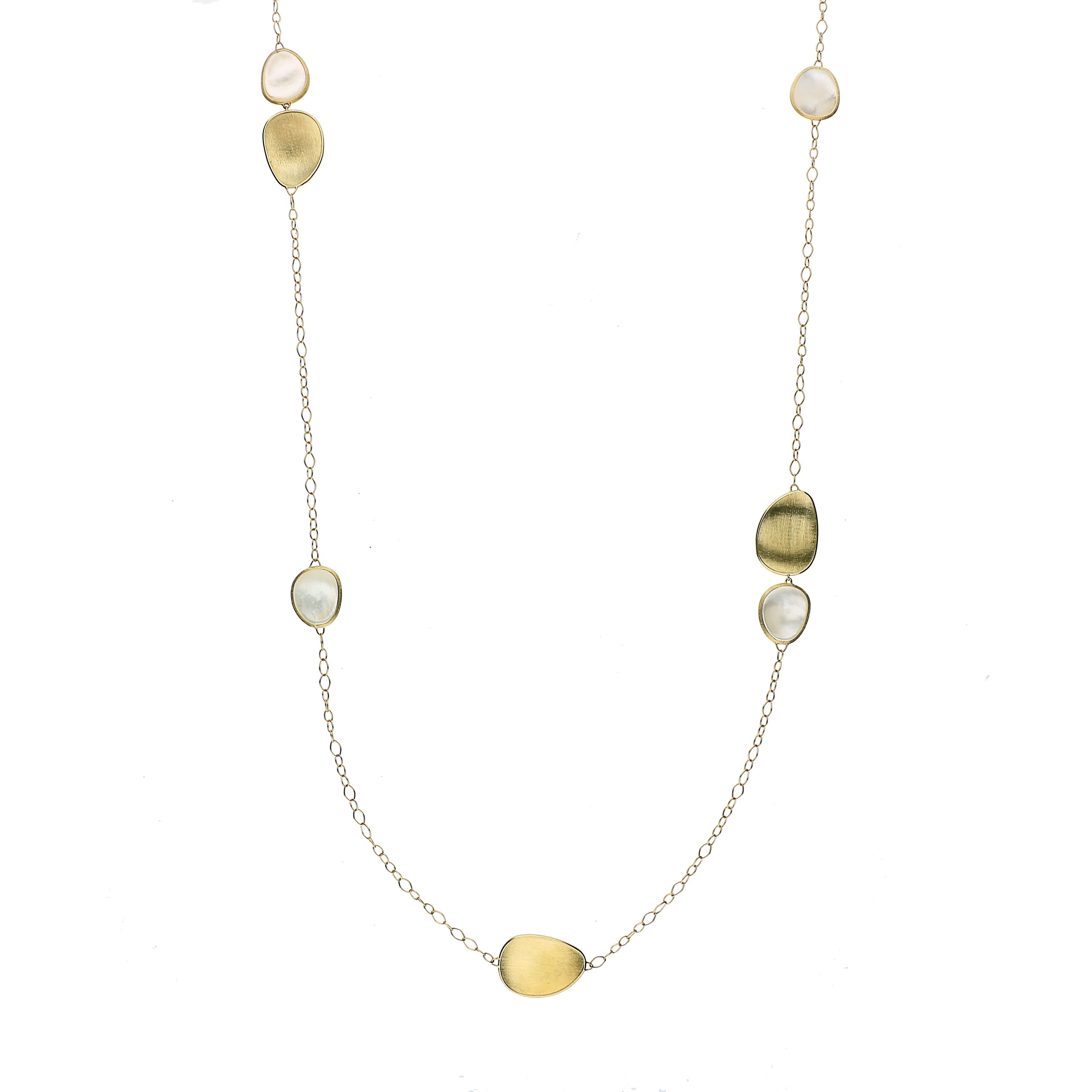 Marco Bicego Lunaria 18ct Yellow Gold White Mother of Pearl Necklace D - Yellow Gold