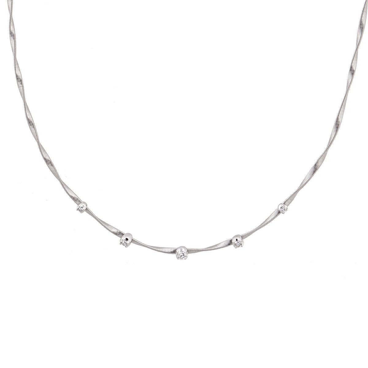 Marco Bicego Marrakech 18ct White Gold 0.25ct Diamond Necklace - Option1 Value White Gold