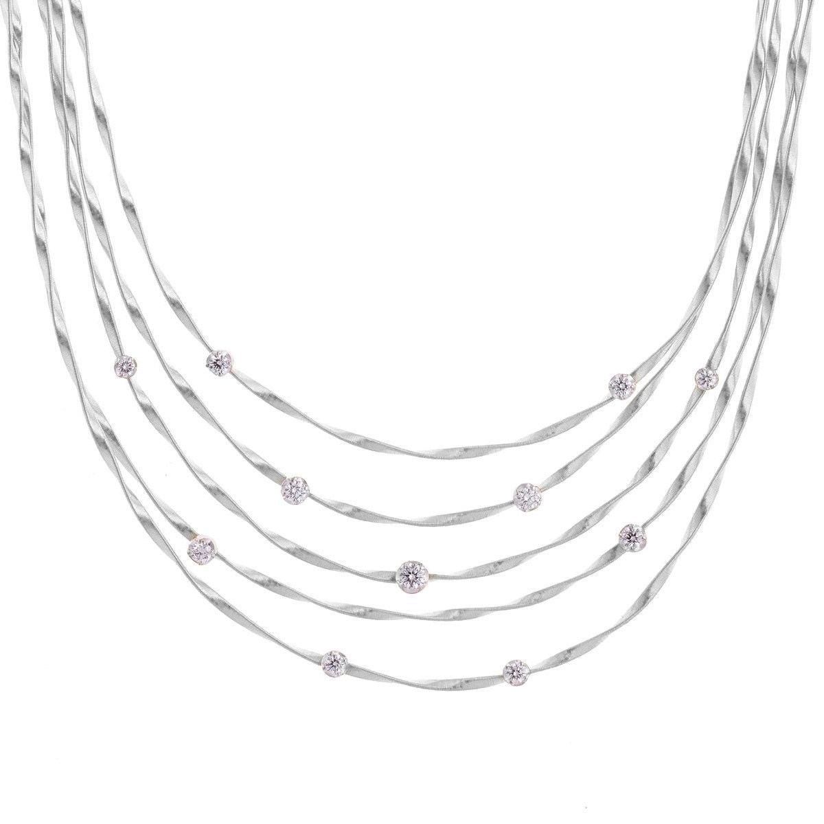 Marco Bicego Marrakech 18ct White Gold 1.90ct Diamond Five Strand Collar Necklace - Option1 Value White Gold
