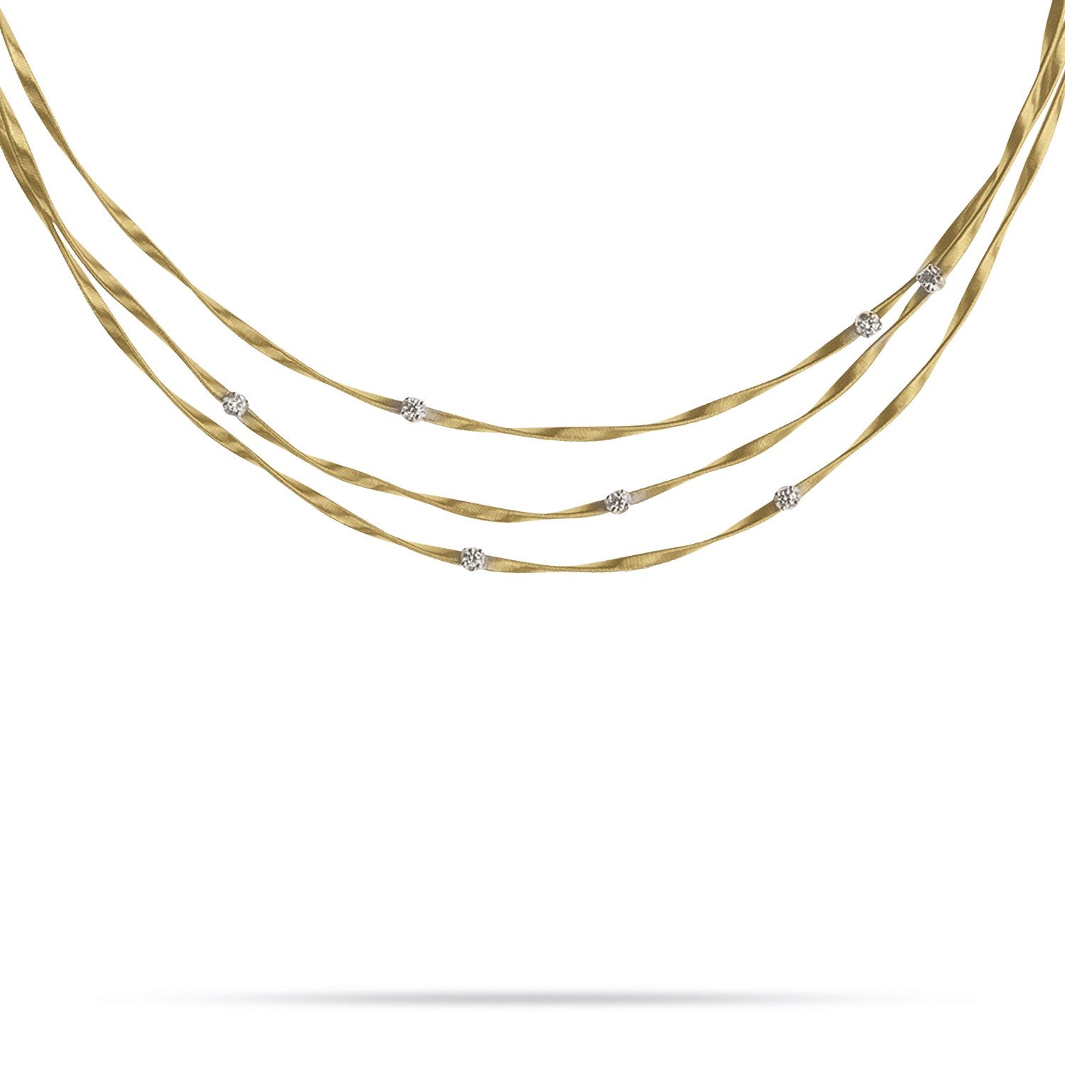 Marco Bicego Marrakech 18ct Yellow Gold 0.35ct Three-Strand Necklace - Option1 Value Yellow Gold