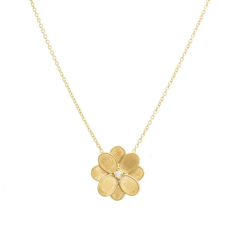 Marco Bicego Petali 18ct Yellow Gold Diamond Small Flower Necklace - Option1 Value Yellow Gold