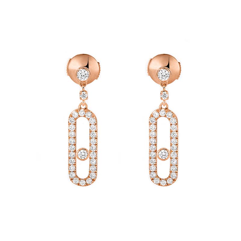 Messika Move Uno 18ct Rose Gold Diamond Stud Drop Earrings