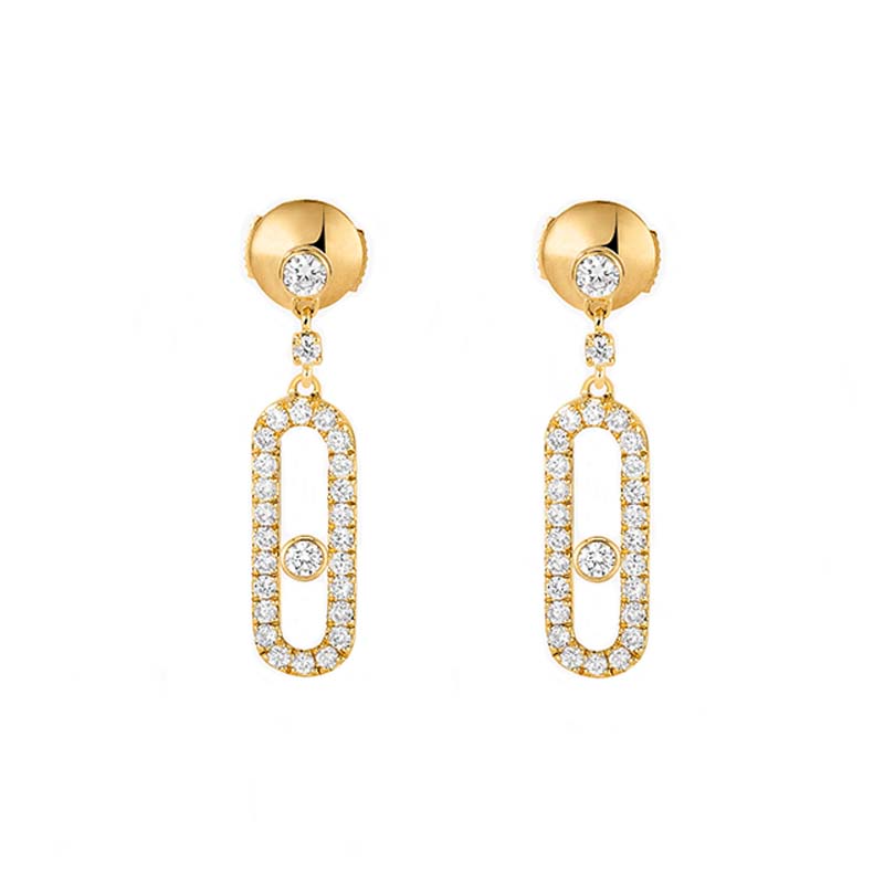 Messika Move Uno 18ct Yellow Gold Diamond Stud Drop Earrings