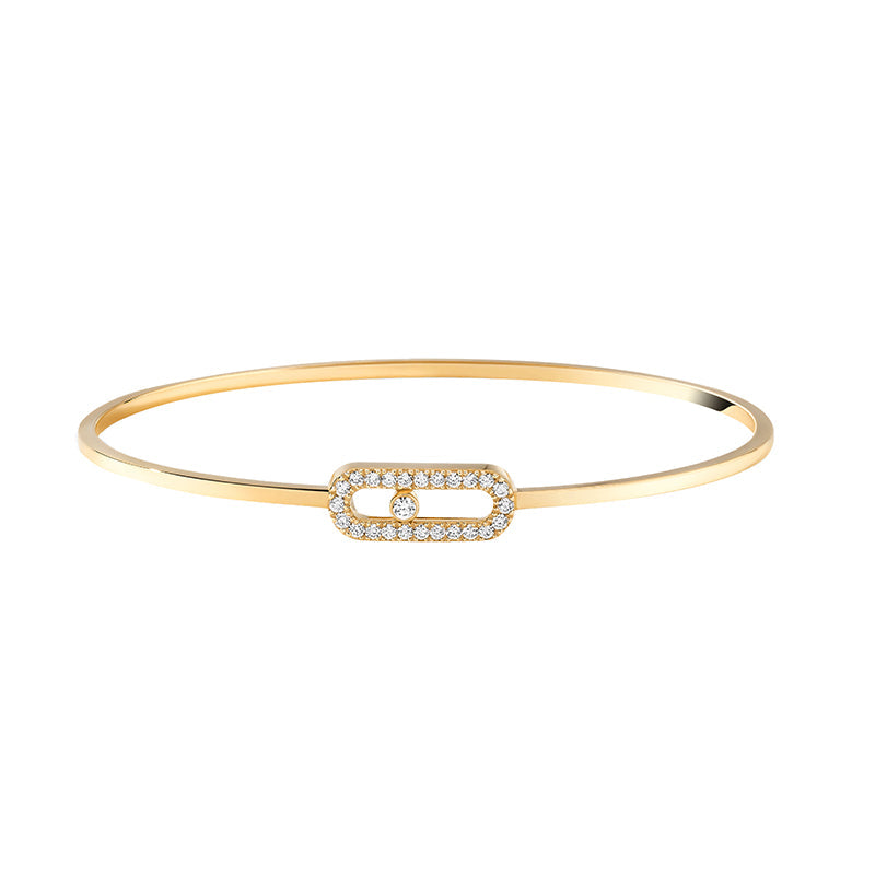 Messika Move Uno 18ct Yellow Gold 0.18ct Diamond Pave Flex Bangle - S (14.5-15.5cm)
