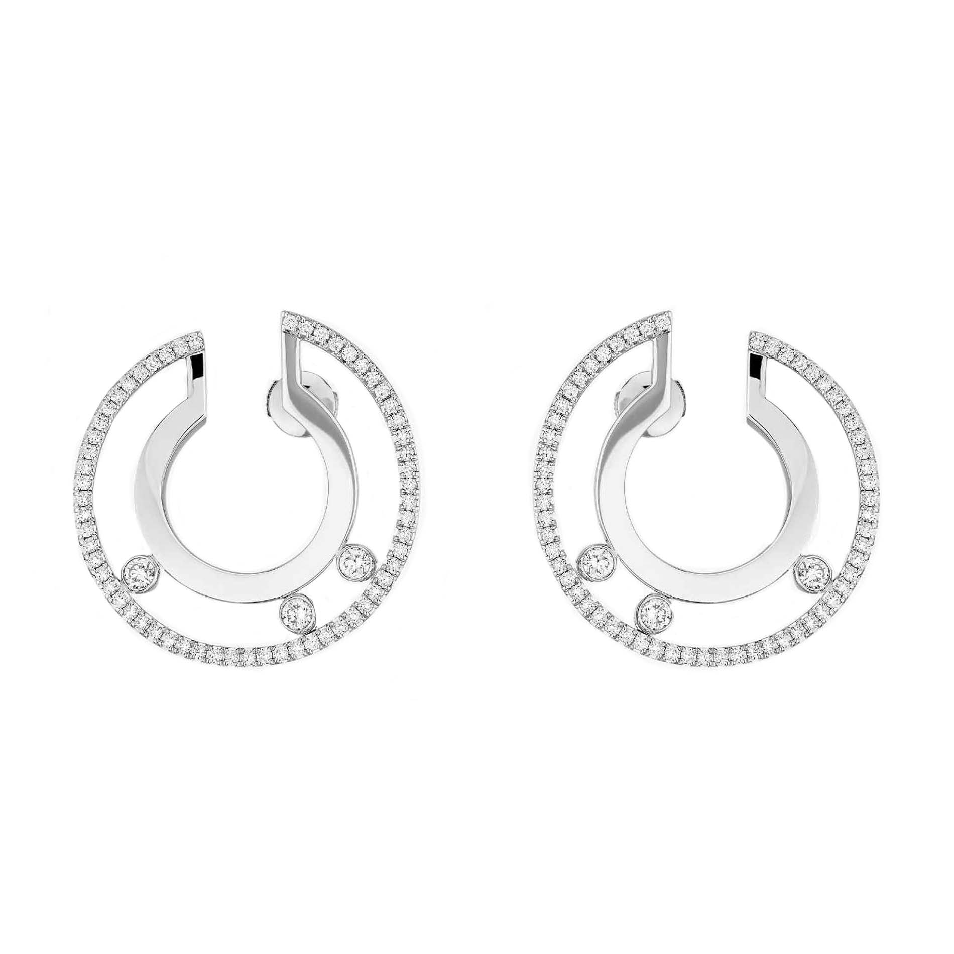 Messika Move Romaine 18ct White Gold Diamond Small Hoop Earrings