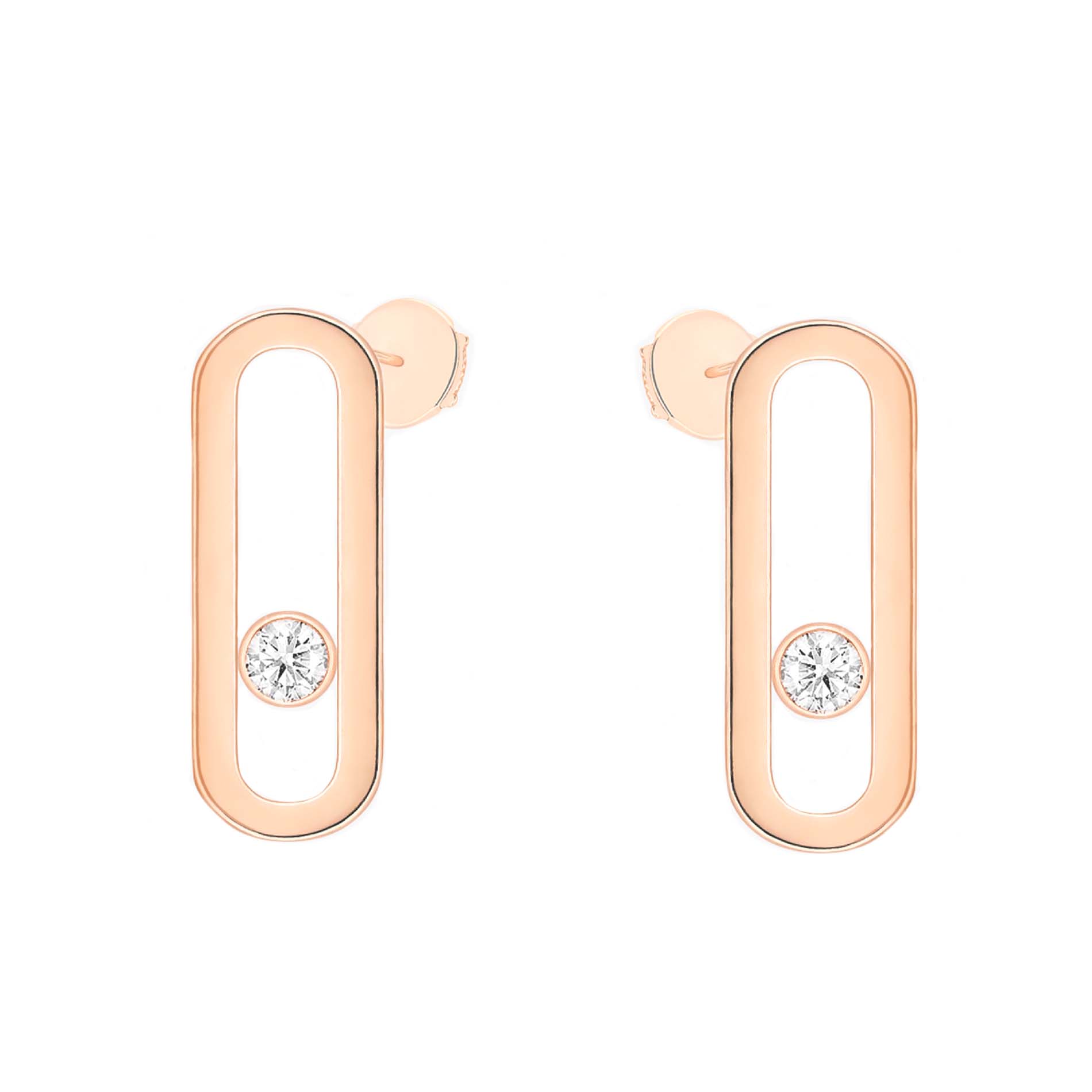 Messika Move Uno 18ct Rose Gold Diamond Stud Earrings
