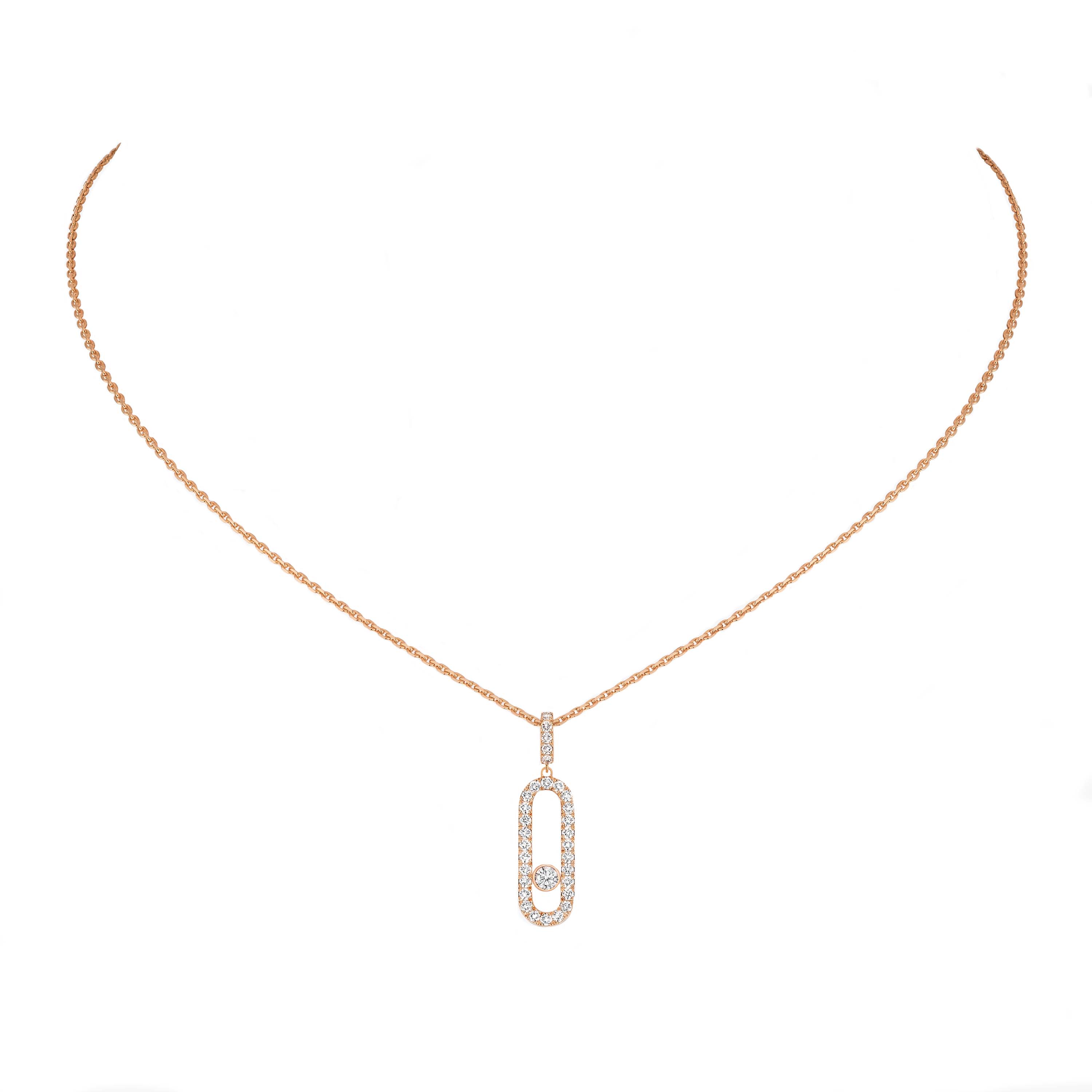 Messika Move Uno Pave 18ct Rose Gold Diamond Necklace