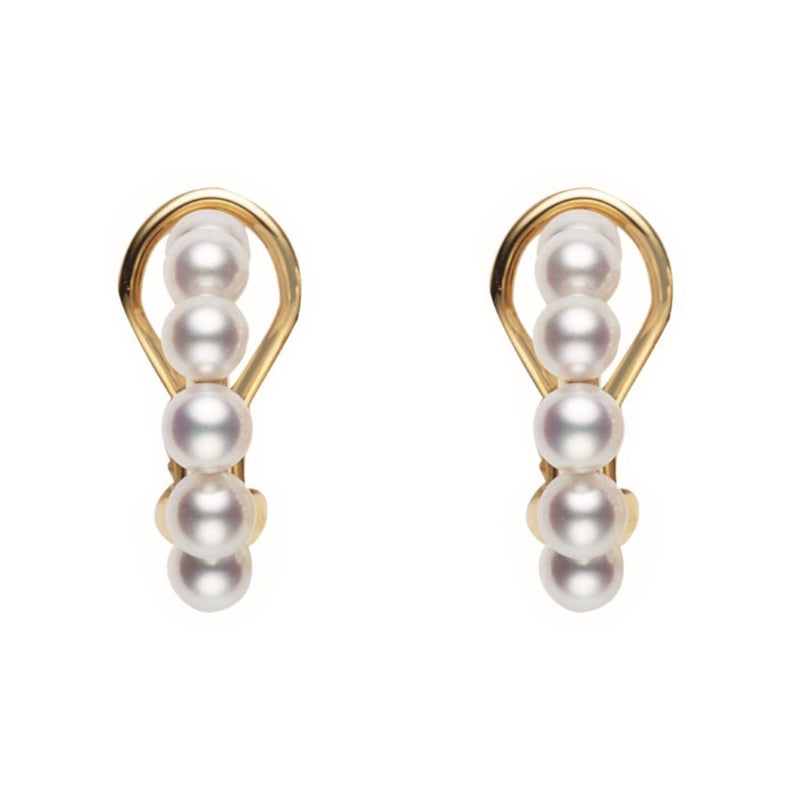 Mikimoto 18ct Yellow Gold White Akoya Pearl Bubble Earrings - Yellow Gold