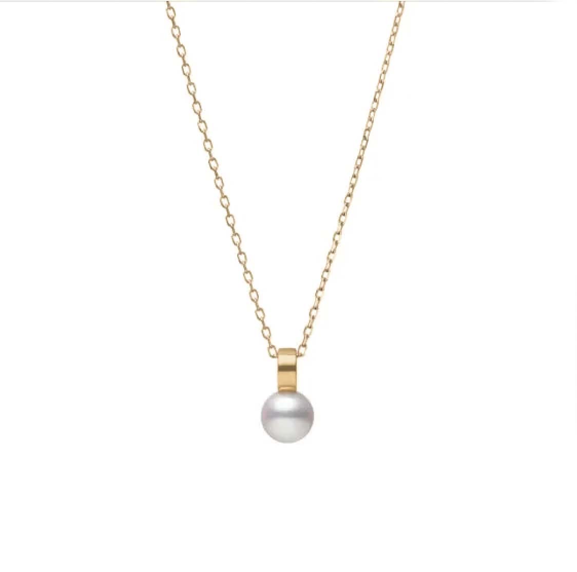 Mikimoto Classic 18ct Yellow Gold White Akoya Pearl Necklace