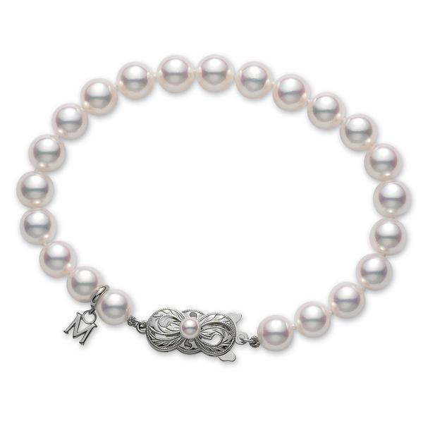 Mikimoto 18ct White Gold 7.5mm White A Akoya Pearl Bracelet
