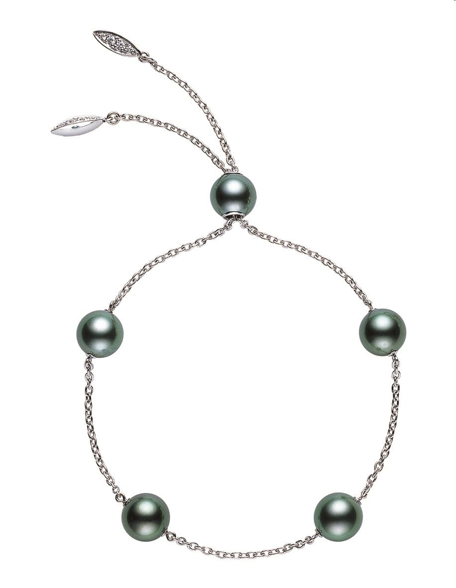 Mikimoto 18ct White Gold 8-8.5mm Black Akoya Pearl Adjustable Bracelet