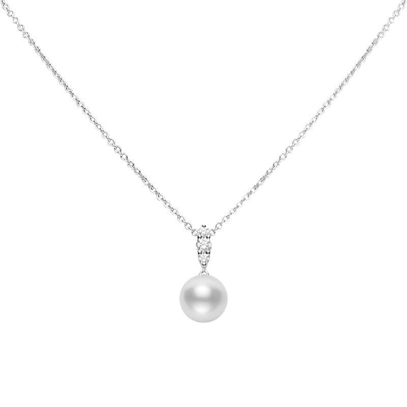 Mikimoto Morning Dew 18ct White Gold Diamond White South Sea Pearl Pendant - White Gold