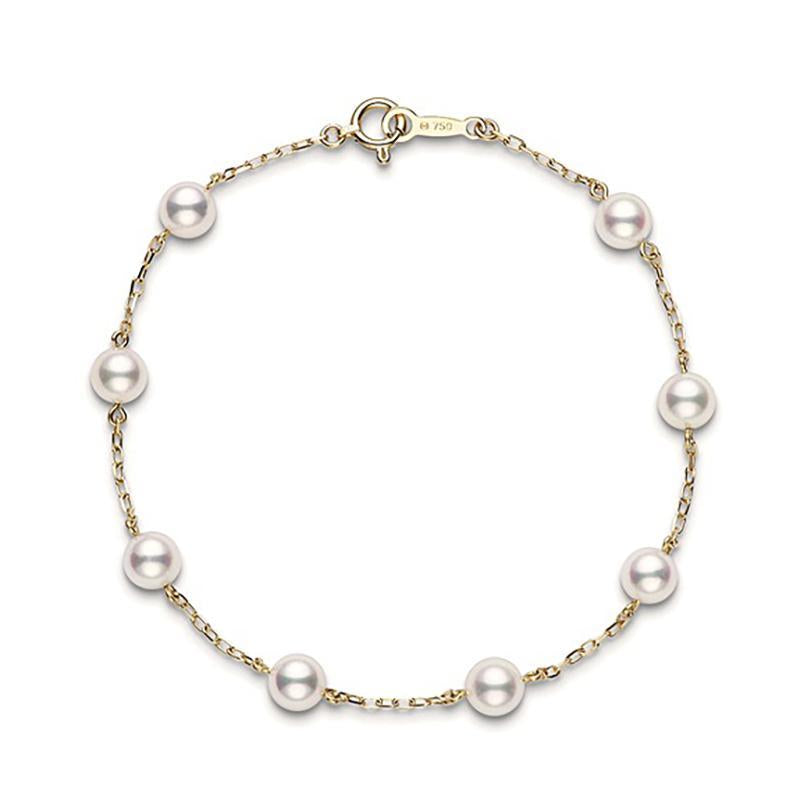 Mikimoto 18ct Yellow Gold 5.5mm White Akoya Pearl Bracelet