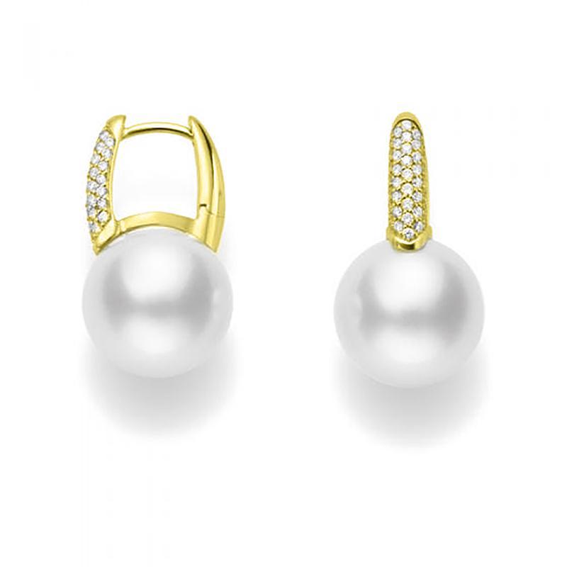 Mikimoto Classic Elegance 18ct Yellow Gold 8mm Akoya Pearl 0.26ct Diamond Earrings - Yellow Gold