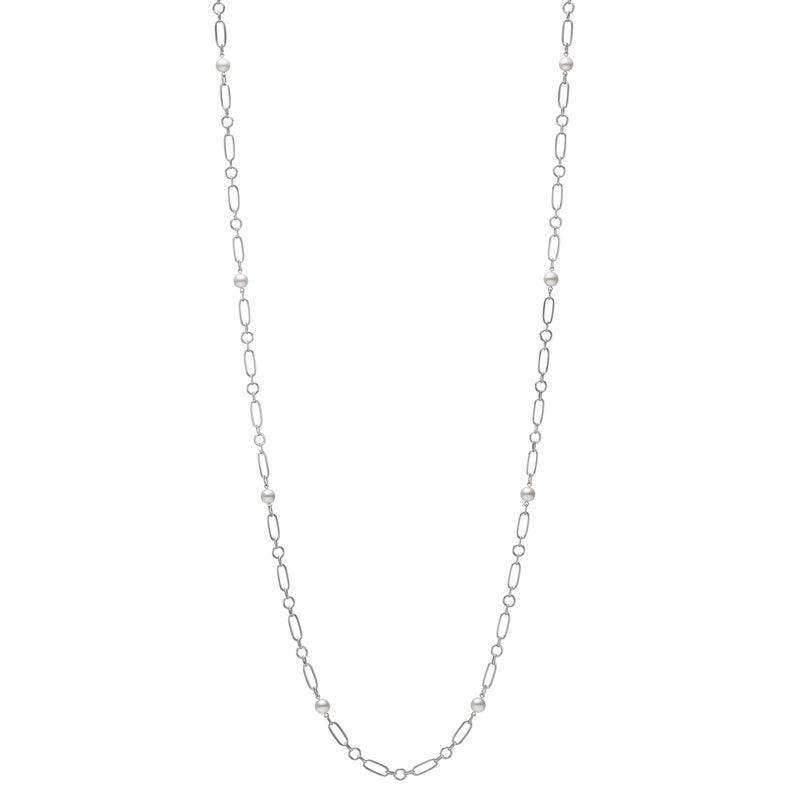Mikimoto M Code 18ct White Gold White Akoya Pearl Long Necklace - White Gold