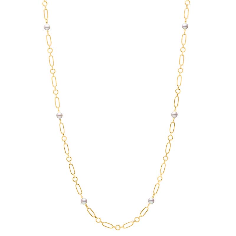 Mikimoto M Code 18ct Yellow Gold White Akoya Pearl Necklace - Yellow Gold