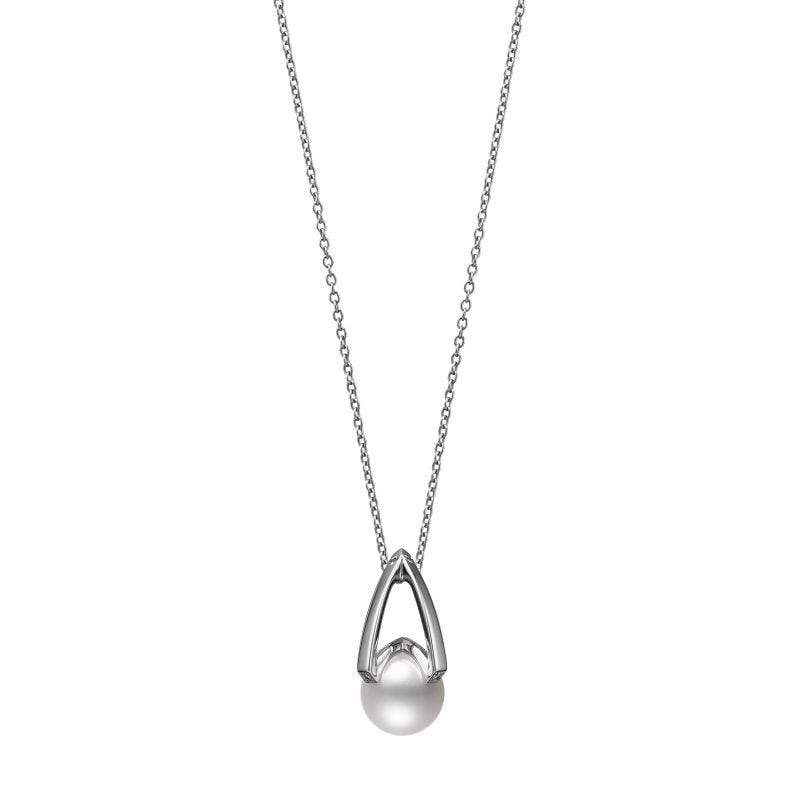 Mikimoto M Collection 18ct White Gold Diamond White Akoya Pearl Pendant - White Gold