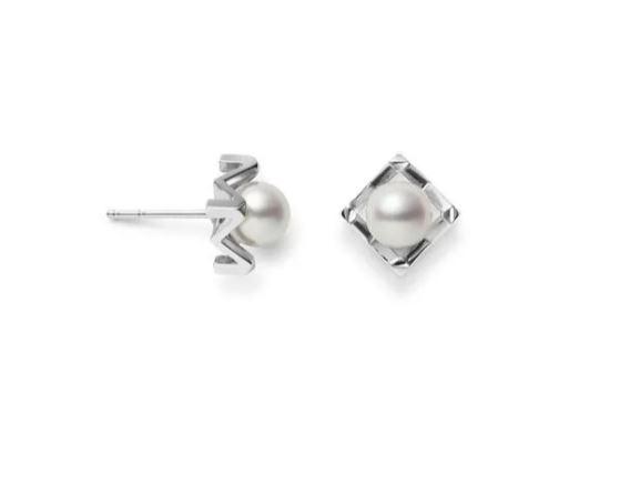 Mikimoto M Collection 18ct White Gold White Akoya Pearl Stud Earrings - White Gold