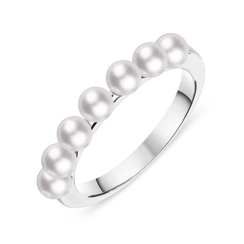 Mikimoto 18ct White Gold 3.5mm White Akoya Pearl Ring - 49