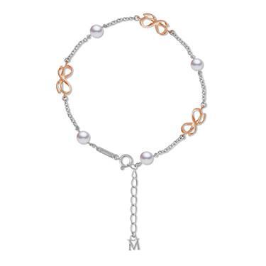Mikimoto 18ct White Gold 5.5mm White Akoya Pearl Bow Bracelet D - Option1 Value White Gold