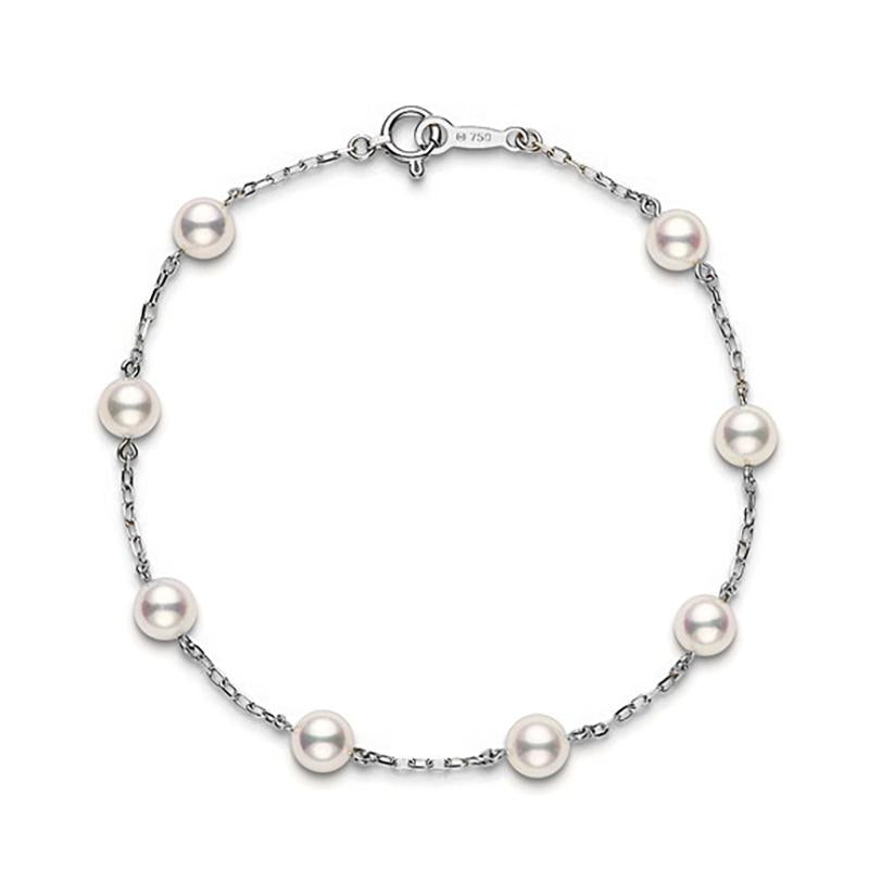 Mikimoto 18ct White Gold 5.5mm White Akoya Pearl Bracelet