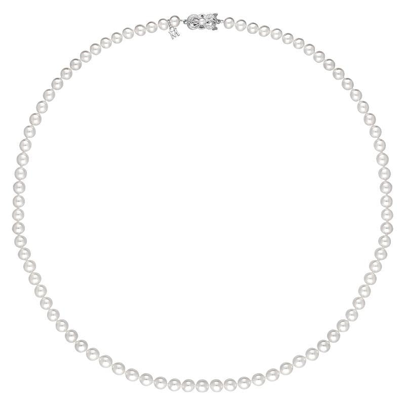 Mikimoto 18ct White Gold 6.5mm White Akoya Pearl Necklace