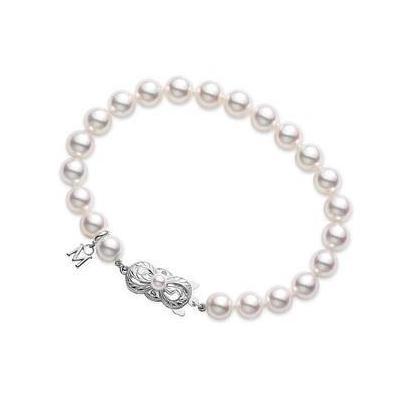 Mikimoto 18ct White Gold 6.5mm White Grade A1 Akoya Pearl Bracelet - White Gold