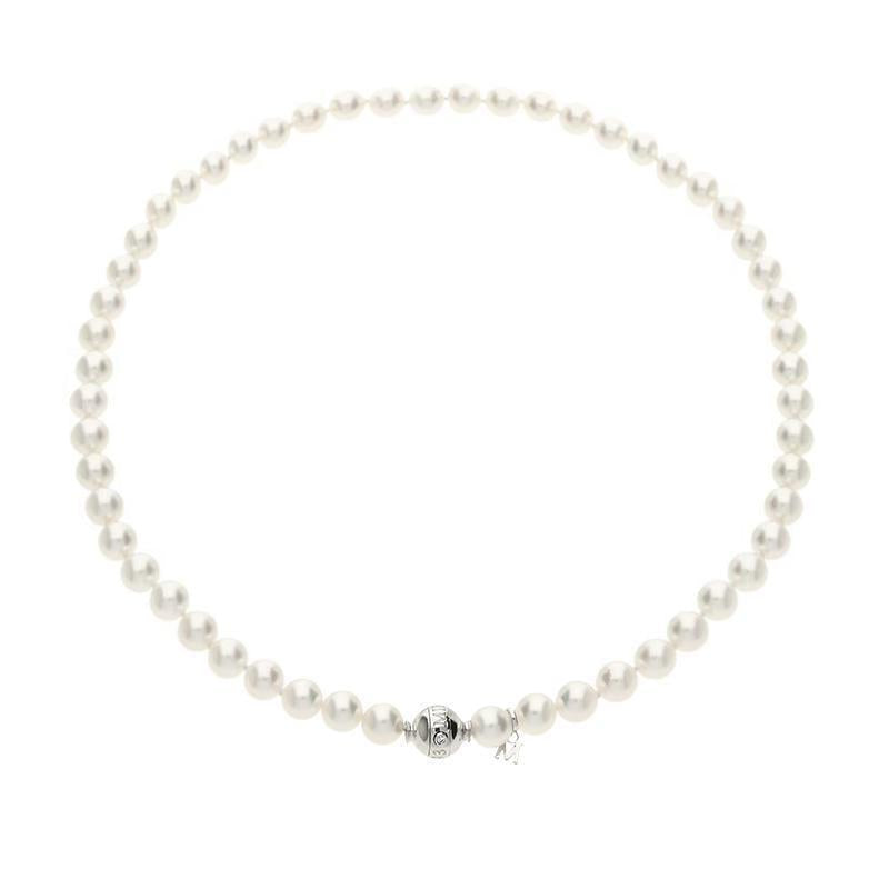 Mikimoto 18ct White Gold 8mm White A1 Akoya Pearl Necklace