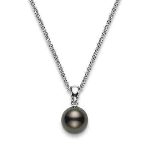Mikimoto 18ct White Gold 9mm Black A+ South Sea Pearl Necklace - White Gold