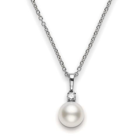 Mikimoto 18ct White Gold Diamond 9mm White A+ South Sea Pearl Necklace - TITLE White Gold