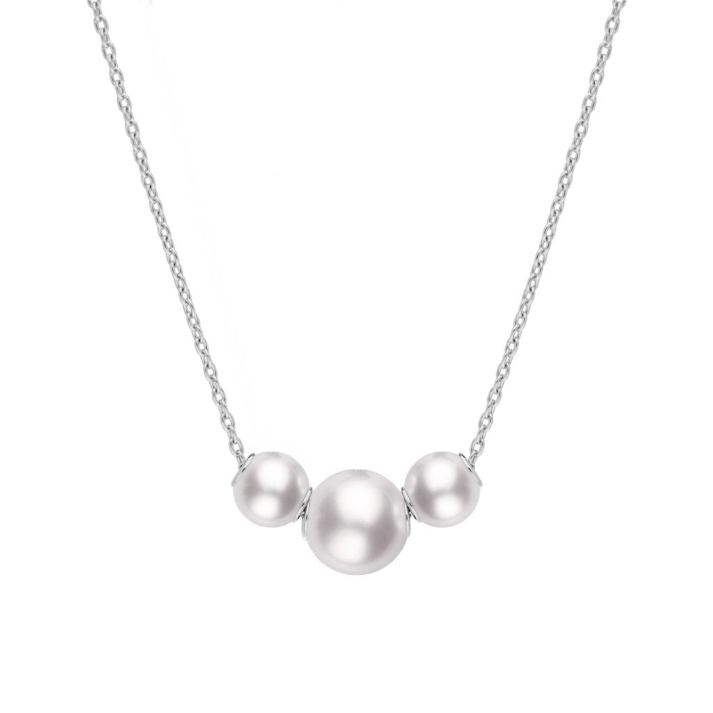 Mikimoto 18ct White Gold White Akoya Pearl Triple Necklace - White Gold