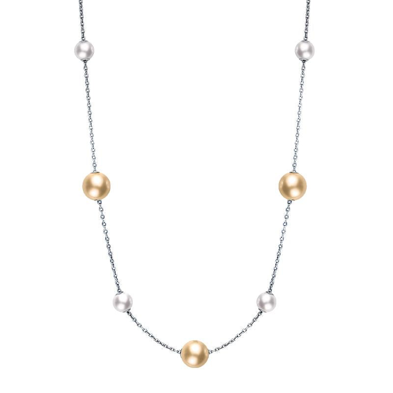 Mikimoto 18ct White Gold White and Golden Akoya Pearl Necklace