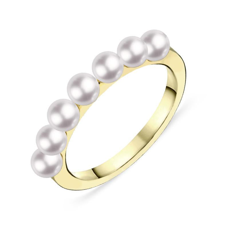 Mikimoto 18ct Yellow Gold 3.5mm White Akoya Pearl Ring - 50
