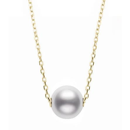 Mikimoto 18ct Yellow Gold 8mm White A+ Akoya Pearl Necklace - Yellow Gold